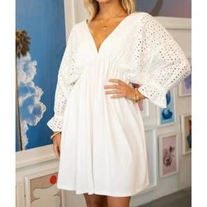 NEW NINEXIS cotton eyelet contrast bodice dress in off white